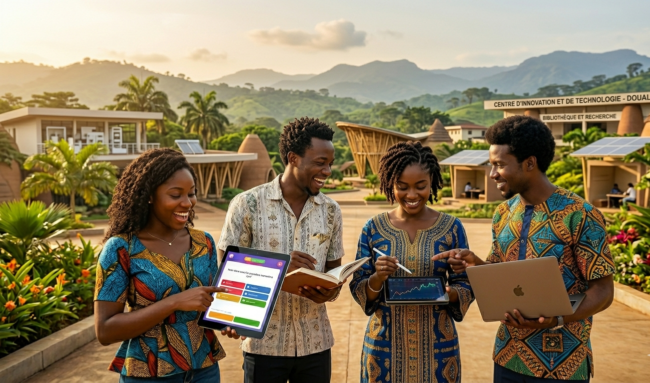 Cameroonian students collaborating